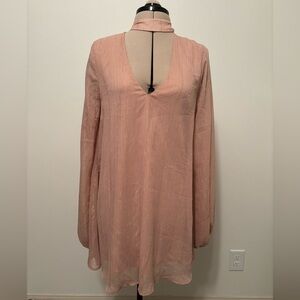 Show Me Your MuMu Pink V-Neck Bishop Sleeve Sundress